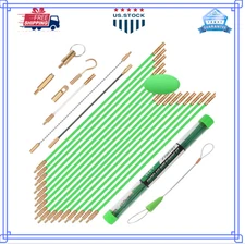 45FT Fiberglass Running Electrical Wire Cable Glow Rods Wire Pulling Fish Rod...