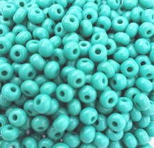 Czech Glass Seed Beads Opaque Size 5/0 " TURQUOISE GREEN" Loose 50 Grams