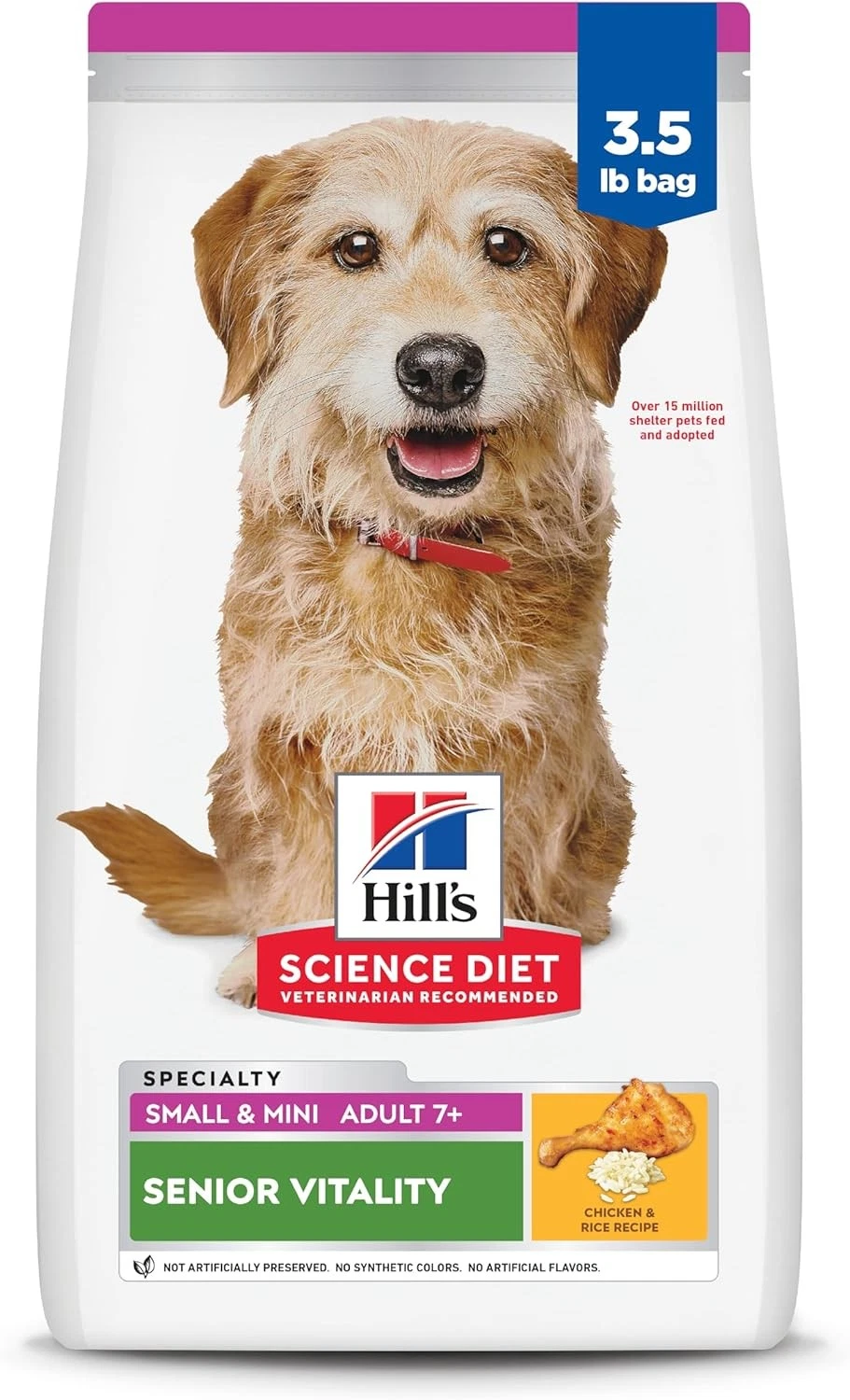 Adult 7 Senior Vitality Small & Mini Dry Dog Food Chicken & Rice 3.5 lb. Bag