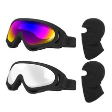 LJDJ Ski Goggles 2 Pack, Snowboard One Size, Black/Colorful silver Lens