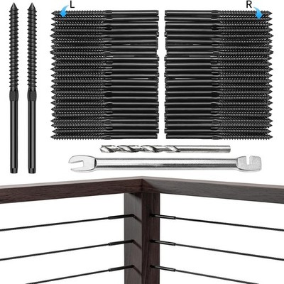 Swage Lag Screws for Cable Railing - 100 Pack Black T316 Stainless Steel Left...