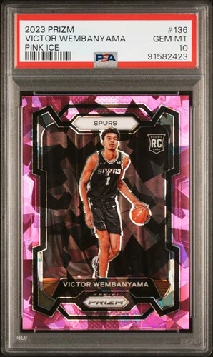2023 PANINI PRIZM PINK ICE #136 VICTOR WEMBANYAMA ROOKIE RC PSA 10