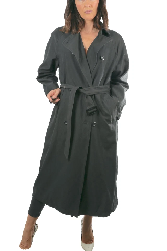 London Fog черный пояс длинный Тренч мягкий пальто размер 6 миниатюрный - Изображение 3 из 4