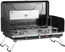 Camping Stove, 2 Burners Portable Propane Camp Stove with Regulator, Integrated