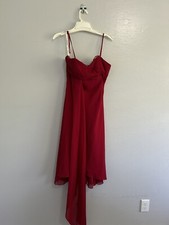 Davids Bridal Sz 10 Sleeveless Strapless Wine Bridesmaid Dress