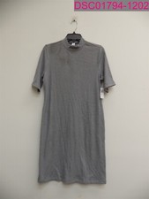 Stain-Old Navy Women's 3/4 Sleeve Mock Neck Rib Knit Tee Dress Gray Petite Large