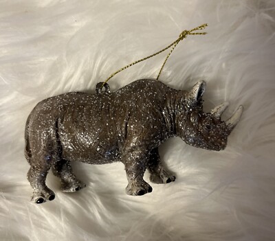Dresden Style Rhinosarus Christmas Ornament Glittered 5 