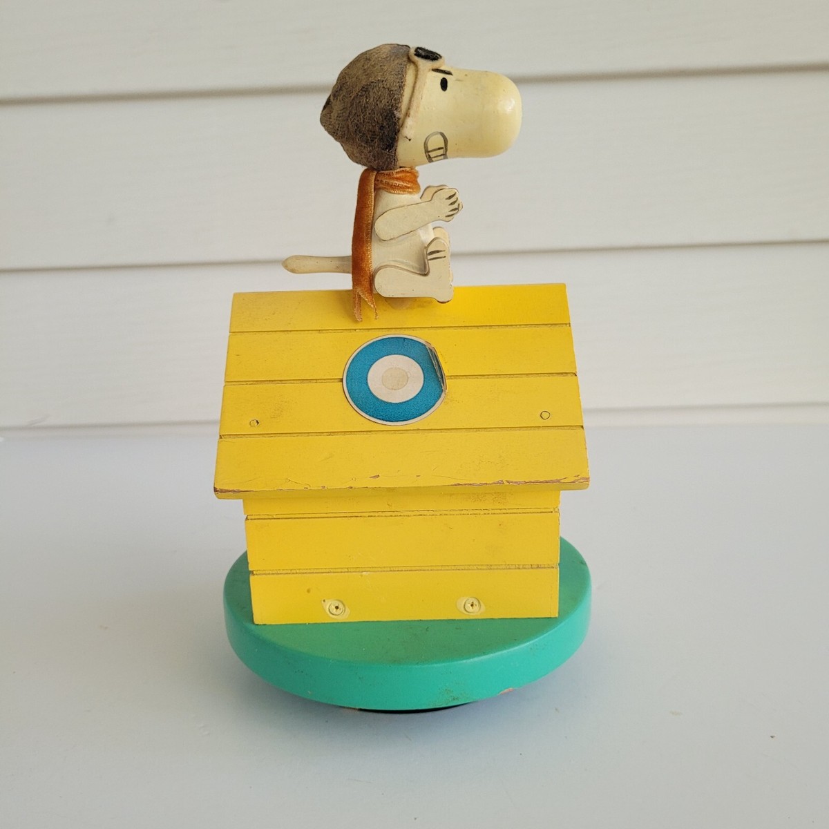 Vintage Snoopy as the Red Baron Wooden Schmid Music Box 1968 WWI