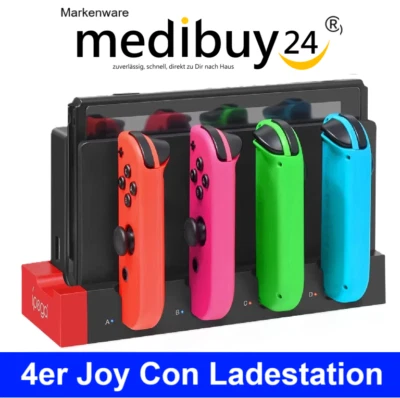 MEDIBUY24 Nintendo Switch 4in1 Joy-Con Ladestation Ladedock Controller Ladegerät Charger