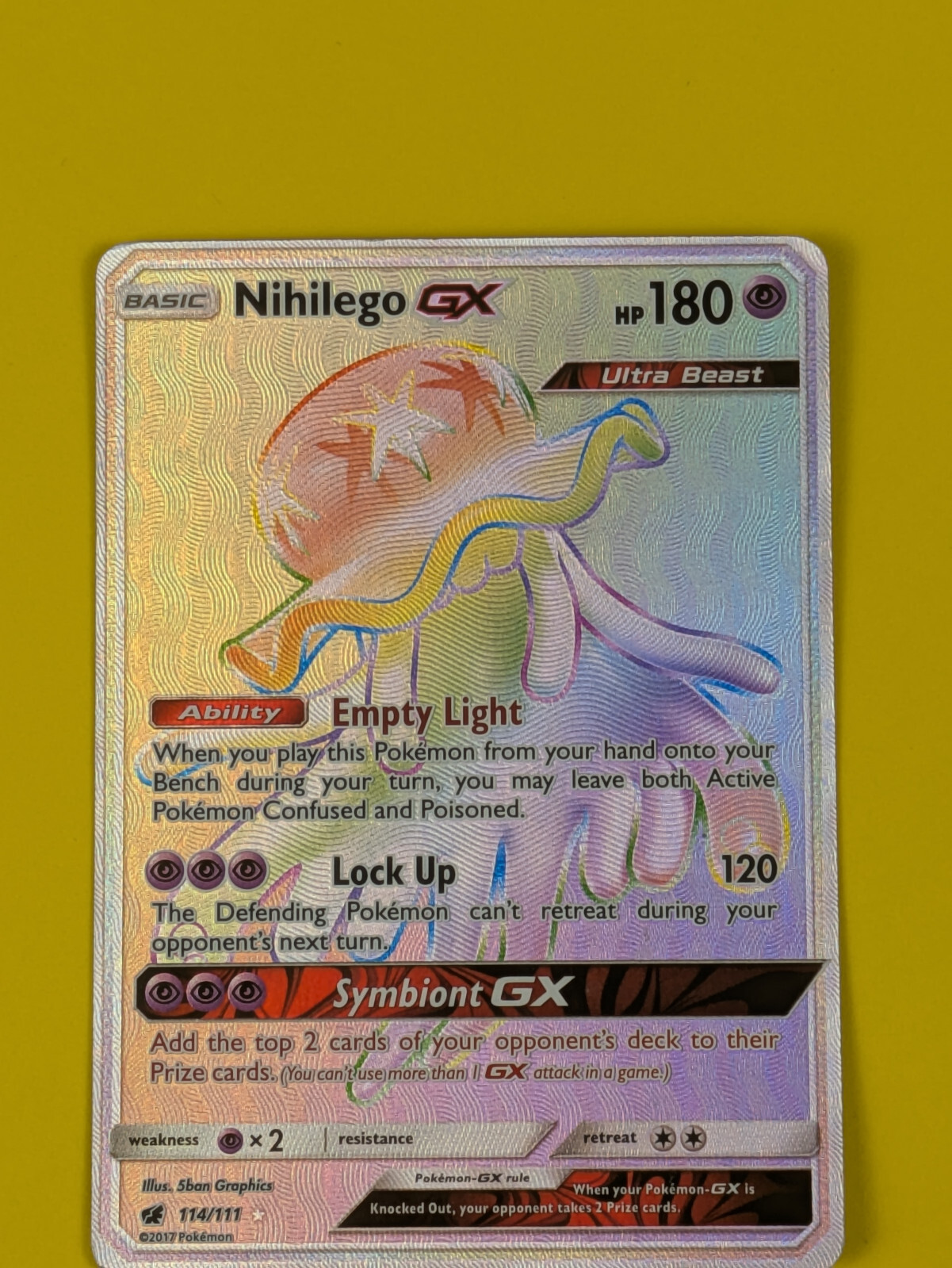 Nihilego GX - 114/111 - Hyper Rare Crimson Invasion - Pokemon Card - LP