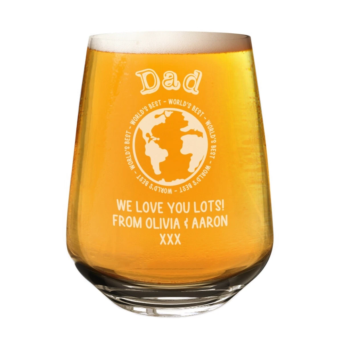 Personalizzato Craft Birra Gin Bicchiere Vino Vetro Worlds Best Dad Outline  2/3