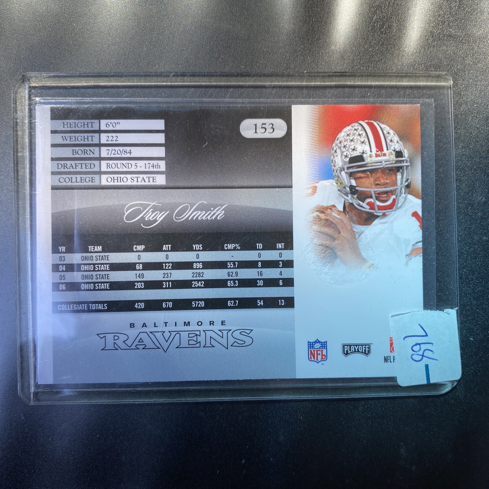 2007 Playoff Prestige Football #153 Troy Smith RC - Picture 2 of 2