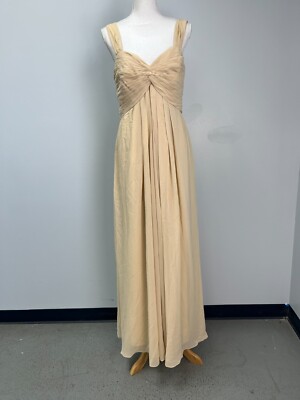 JJ's House Champagne Empire Sweetheart Long Bridesmaid Dress Sz 10 51835