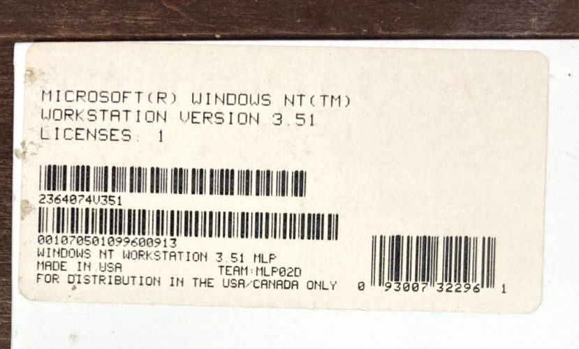Microsoft Windows NT License Pak Only No Media Workstation Version 3.51 Sealed - Image 2 of 4