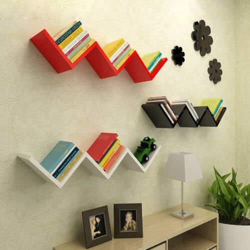 W Shaped Floating Wall Mounted, Wall Mounted S Shaped Shelves