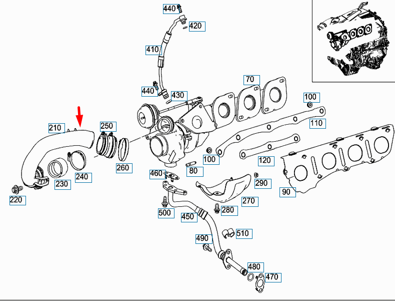 MERCEDES-BENZ E-CLASS W212 Turbo Air Pipe A2780981007