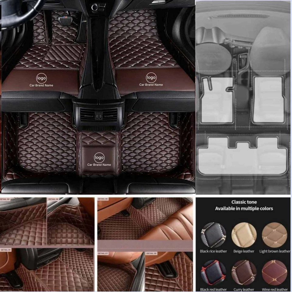 For Porsche Car Floor Mats Carpets Custom Pu Leather Auto All Weather Waterproof Foto 4 de 4