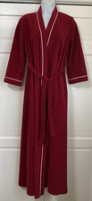 Vintage Vanity Fair Robe Housecoat Burgundy Velour Long Pockets Size Petite
