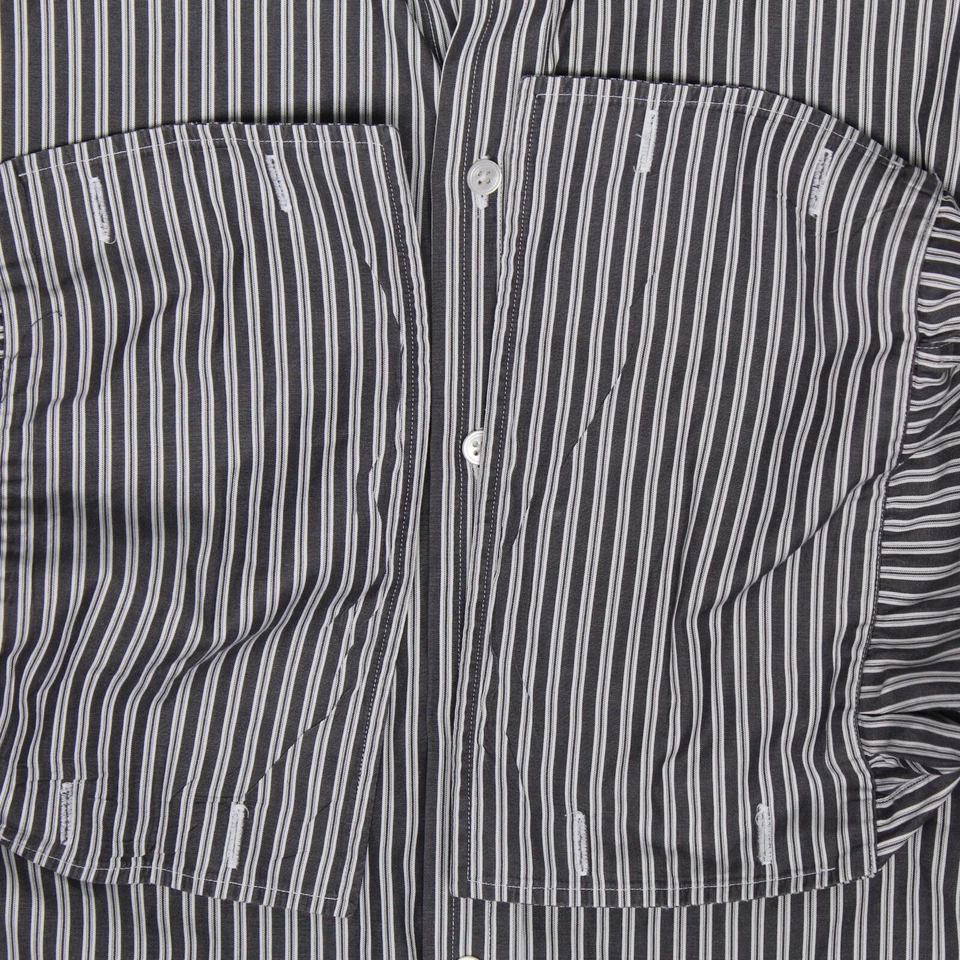 Ralph Lauren 紫色标签正装衬衫男式 17 黑色白色条纹法国英格兰 — 第 3/4 张图片