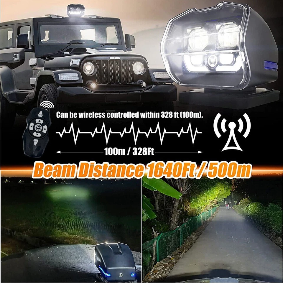 LED Searchlight Search Lamp Wireless Remote For Fishing Vesseld/ speedboat/yacht - Image 3 of 4