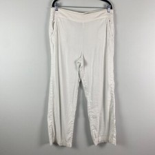 Chicos Linen Blend Wide Leg Pull On Pants Size 2 US 12 Large White