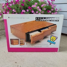 Vintage NIB Audio Cassette Storage Cabinet Faux Wood Holds 42 Tapes 3 Drawer 90s