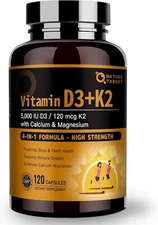 TARGET Vitamin D3 K2 with Calcium & Magnesium - Max Strength 4 in 1 Formula for