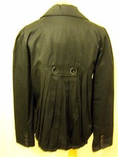 Kangol Black Cotton Pleated Button Back Swing Jacket Trench Coat 12 Med
