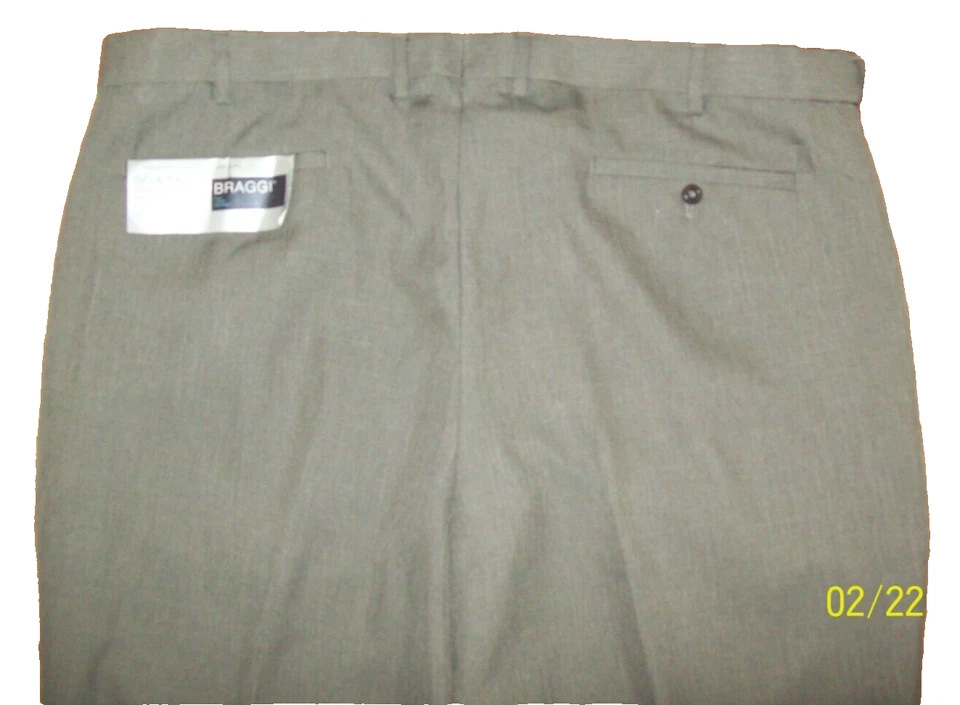 PANTALONES DE VESTIR PARA HOMBRE Braggi 46 x 34 TAUPE Ajuste Moderno RECTO Frente Plano Nuevos con Etiquetas Foto 4 de 4