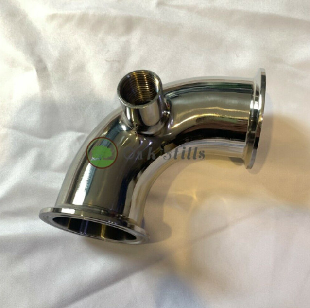 2 inch Tri Clamp Elbow w/ 1/2" Female npt threading for Still Column thermometer