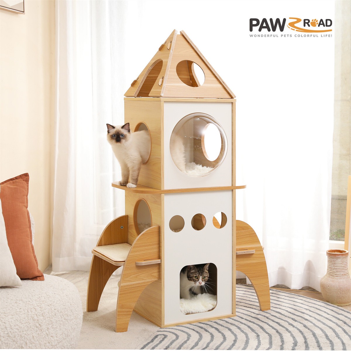 PAWZ Road Cat Tree Tower Scratching Post Scratcher Rocket Shape