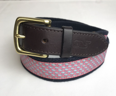 Vineyard Vines Pink Whale-Pattern Belt Vineyard Vines Mens Belt Sz 30 Pink Navy Blue Whale Pattern  main image 3