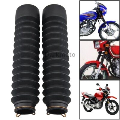 2Pcs Black Front Fork Motorcycle Dust Cover Gaiters Gators Boots Shock ...