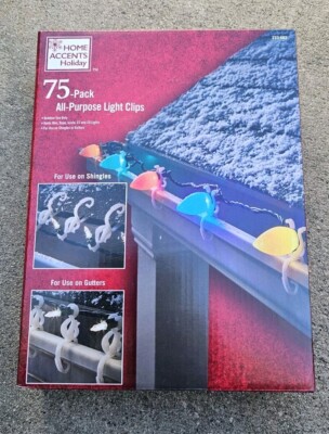 Home Accents Holiday 75-Pack All Purpose Christmas Light Clips New in Box