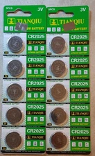 10  Pcs Lithium batteries/ CR 2025 3 Volt Tianqiu Eactory Fresh Exp:2028