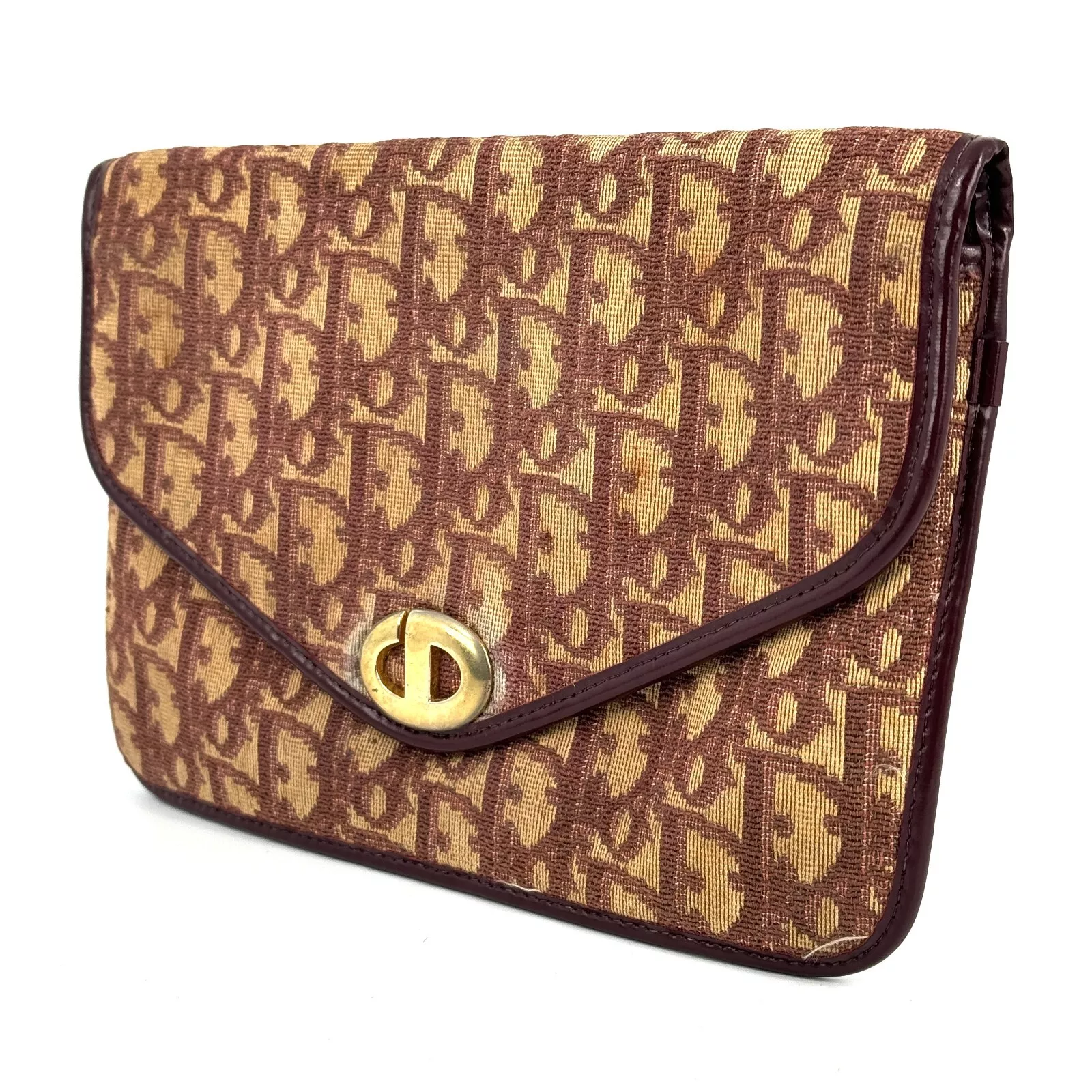 Christian Dior Pochette Sac Trotter Pochette Sac à Main Toile Cuir 10350