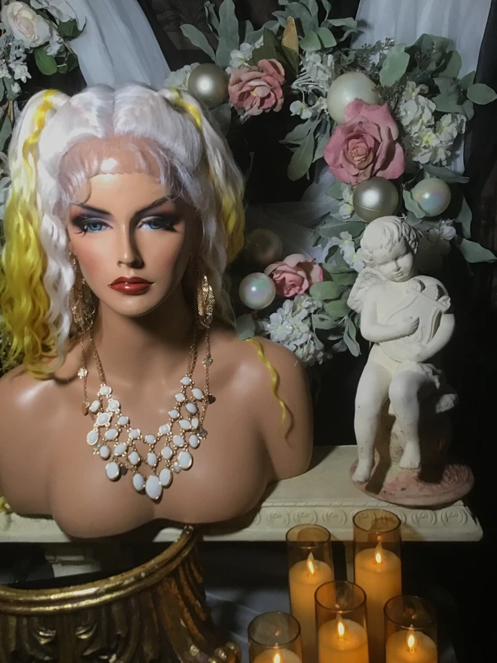 ÚNICA COMIDA ÁNGEL/GLASSEADO DE LIMÓN, 2 1/2 colas de caballo, frente de encaje, peluca Foto 3 de 4