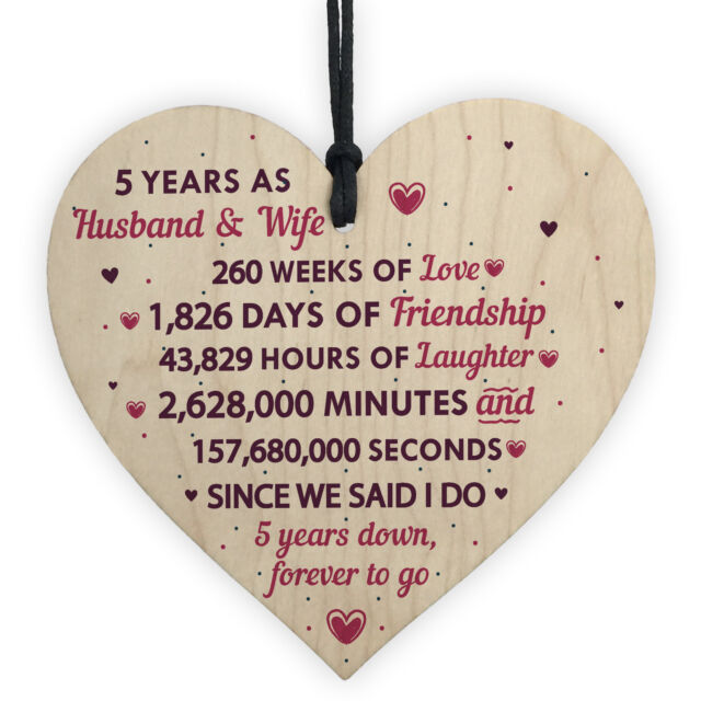 5th Wedding  Anniversary  Plaque Five  Year  Anniversary  Gift  