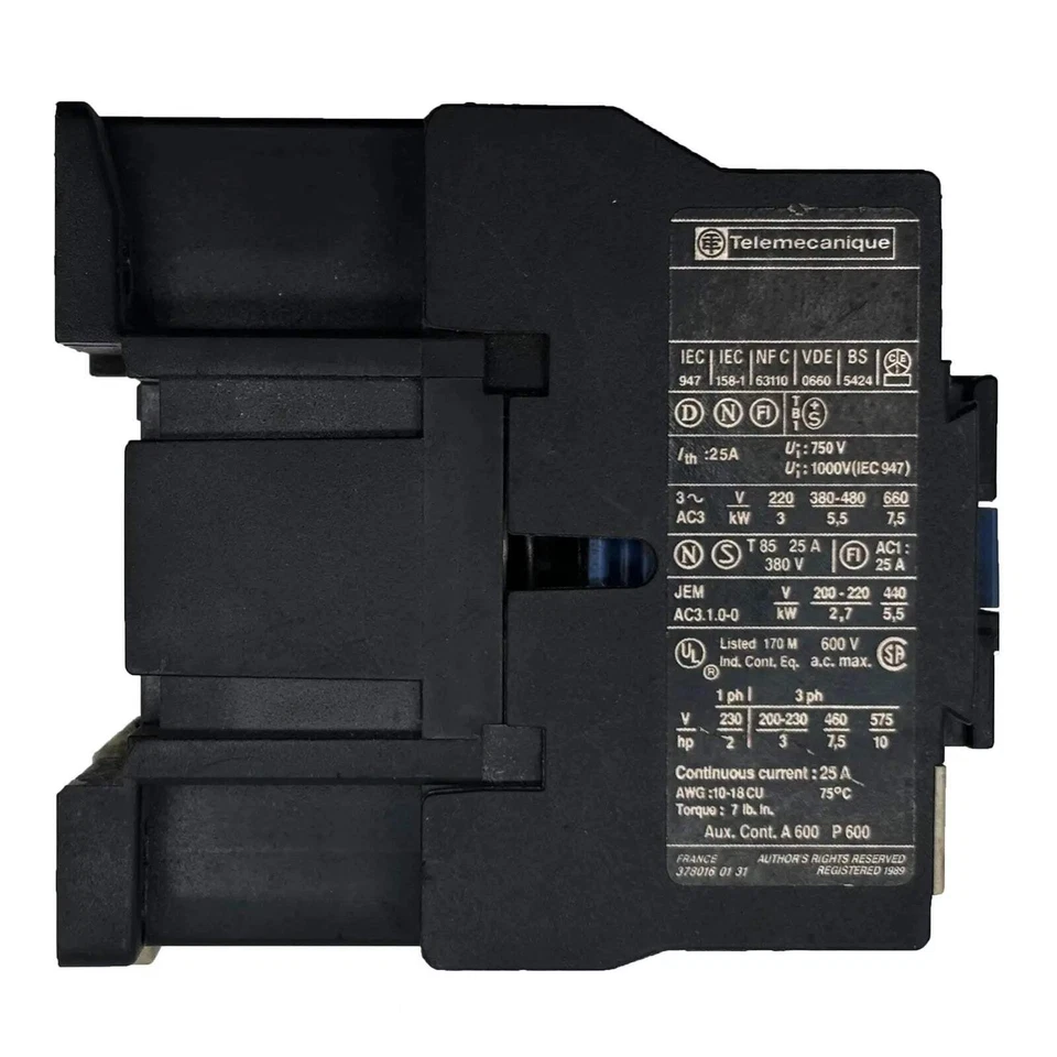 Schneider Electric / Telemecanique Contactor 750V 25A 110V 3P 50/60Hz LC1D1210F7 - image 2 of 4