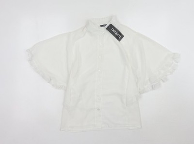 Boohoo Damenbluse weiß Größe 8 Rüschenakzente