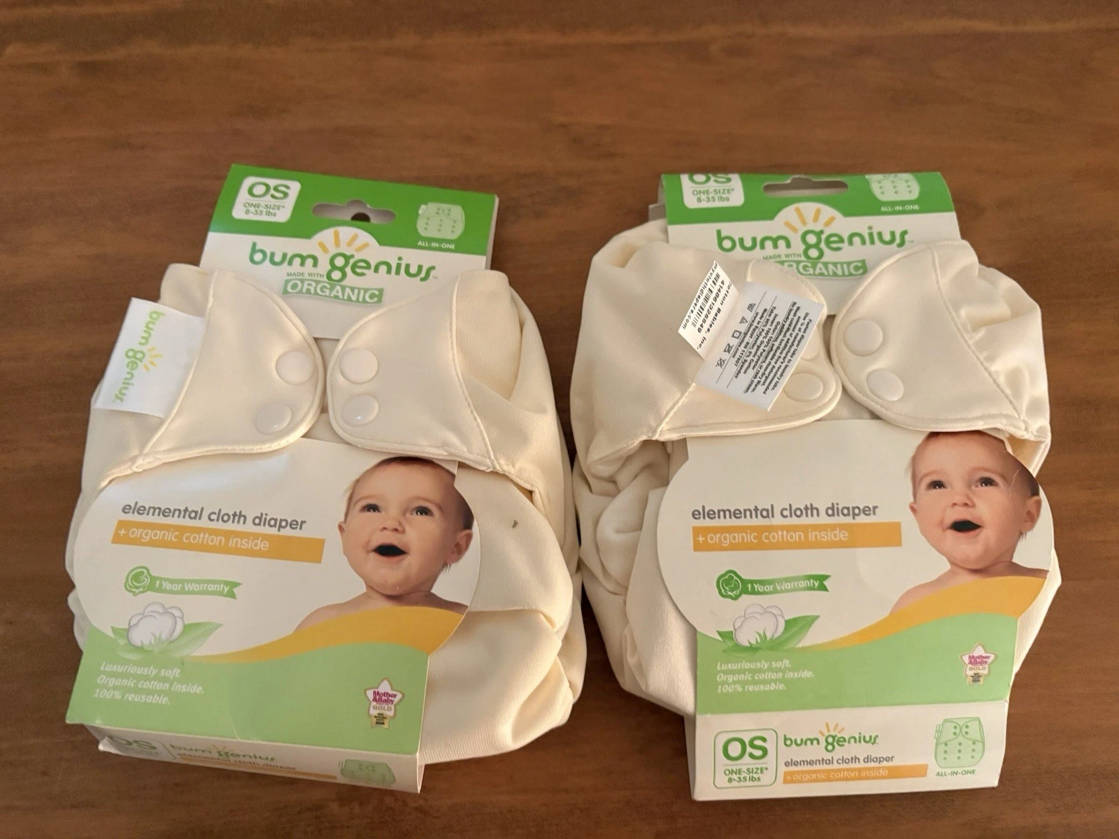 BumGenius Snap White Pocket Diaper One Size -Cloth Diaper