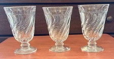 Vtg. 3 Fostoria Colony Footed Iced Tea Glasses Goblets Clear Swirl 5.5" Tall