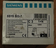 Siemens 5SY8-503-7, 3 Amp, 1+N-Pole, Curve C, Circuit Breaker - 5SY85037 - NEW