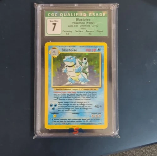 Pokémon Base Set Unlimited Blastoise 2/102 Holo Rare CGC 7 Graded Card