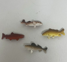 Lot Of 4 Plastic Toy Fish Various Colors