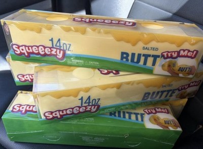 Squeezy Salted Butter Scented Squeeze Toy Stress Reliever, Yellow/Green 14 oz