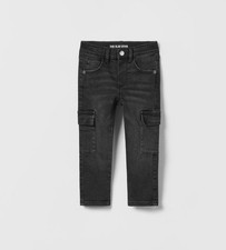 Zara Toddler SLIM CARGO JEANS Black Size 3-4 Years