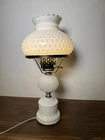 Vintage Hobnail milk glass table lamp, 17” tall With Hobnail Shade