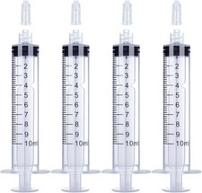 10Ml Luer Lock Syringe 4 Pack Large Plastic Sterile Syringes without Needle, ...