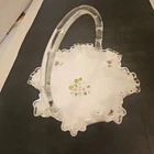 Vintage Fenton Milk Glass Silver Crest Violets in the Snow Painted Basket 7.5"